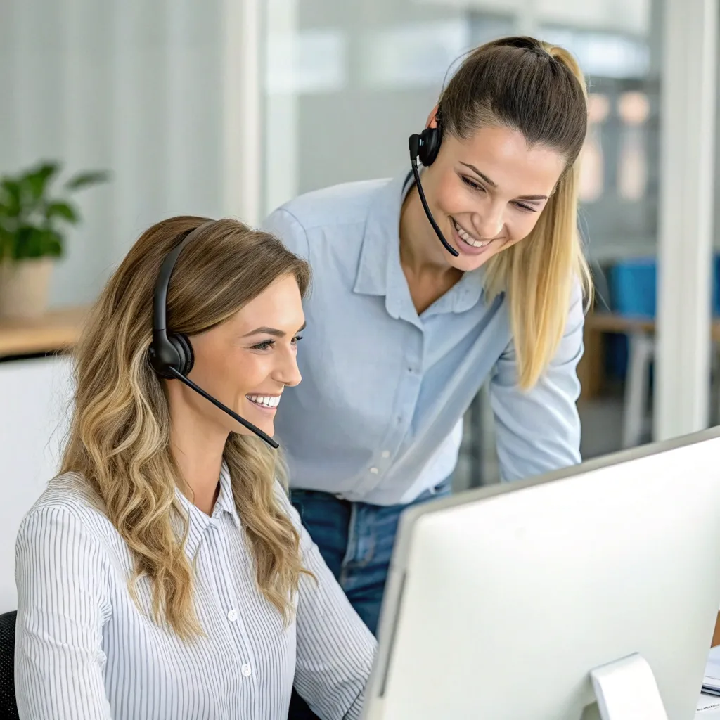 Customer support helping a client